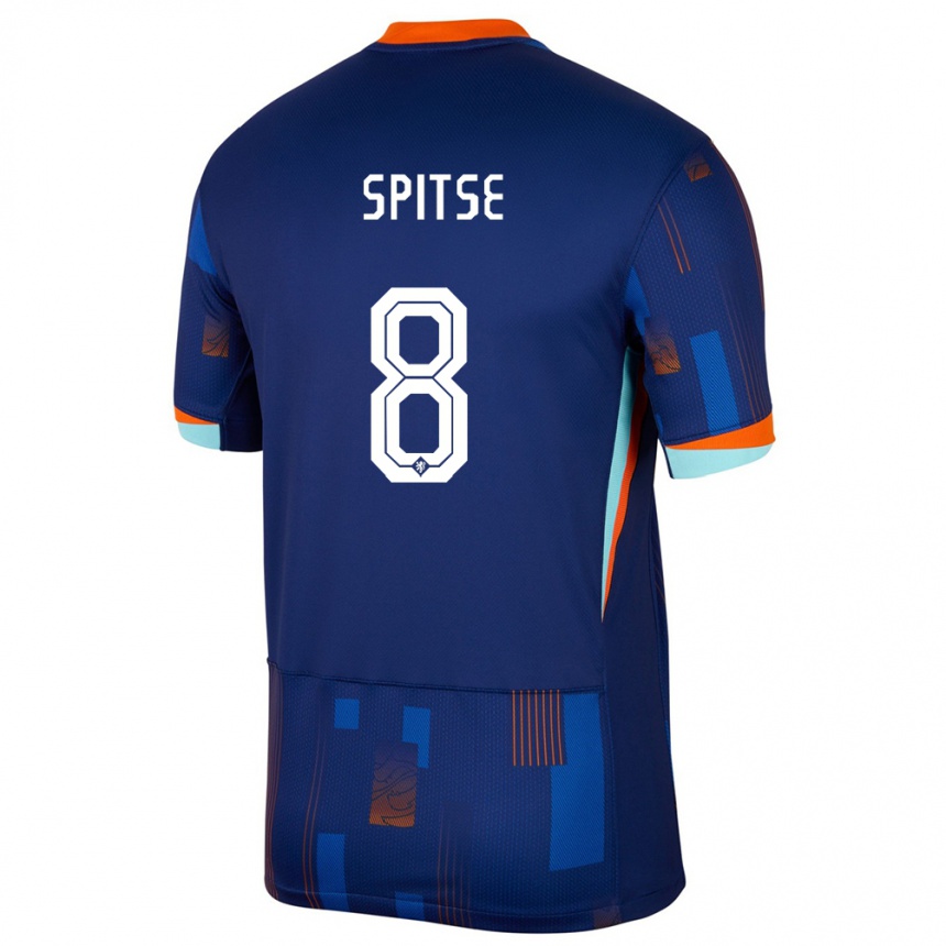 Kids Football Netherlands Sherida Spitse #8 Blue Away Jersey 24-26 T-Shirt Nz