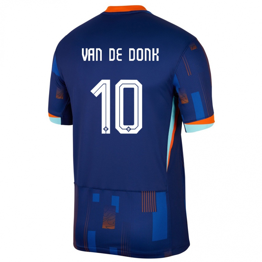 Kids Football Netherlands Danielle Van De Donk #10 Blue Away Jersey 24-26 T-Shirt Nz