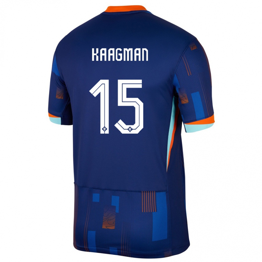 Kids Football Netherlands Inessa Kaagman #15 Blue Away Jersey 24-26 T-Shirt Nz