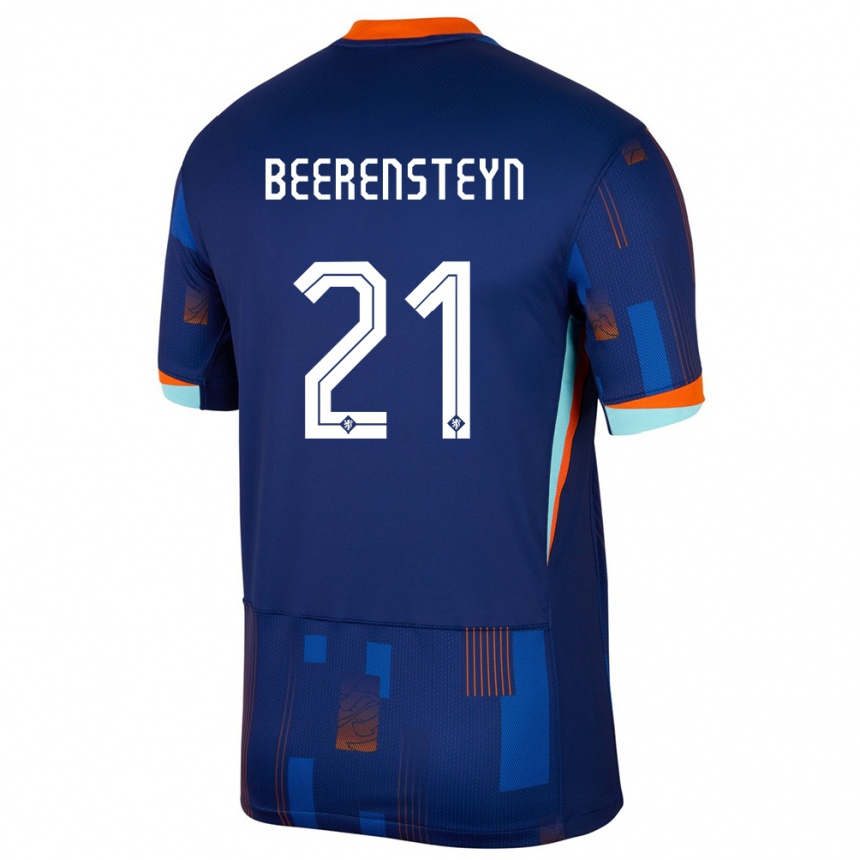 Kids Football Netherlands Lineth Beerensteyn #21 Blue Away Jersey 24-26 T-Shirt Nz