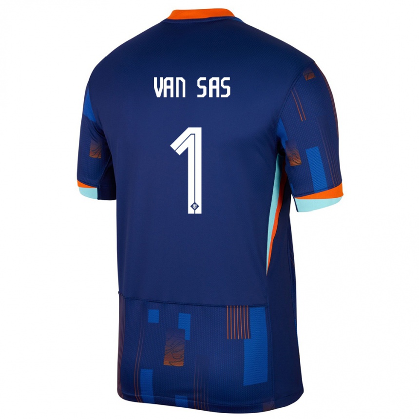 Kids Football Netherlands Mikki Van Sas #1 Blue Away Jersey 24-26 T-Shirt Nz