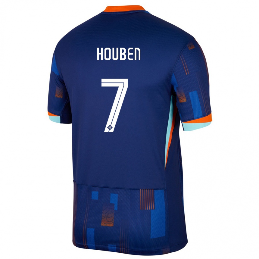 Kids Football Netherlands Iggy Houben #7 Blue Away Jersey 24-26 T-Shirt Nz