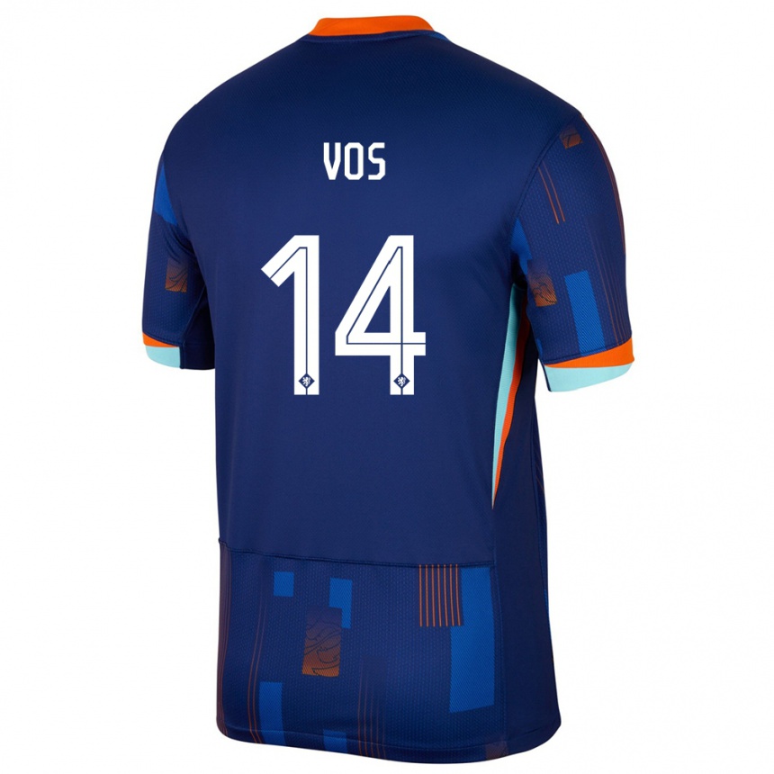 Kids Football Netherlands Silvano Vos #14 Blue Away Jersey 24-26 T-Shirt Nz