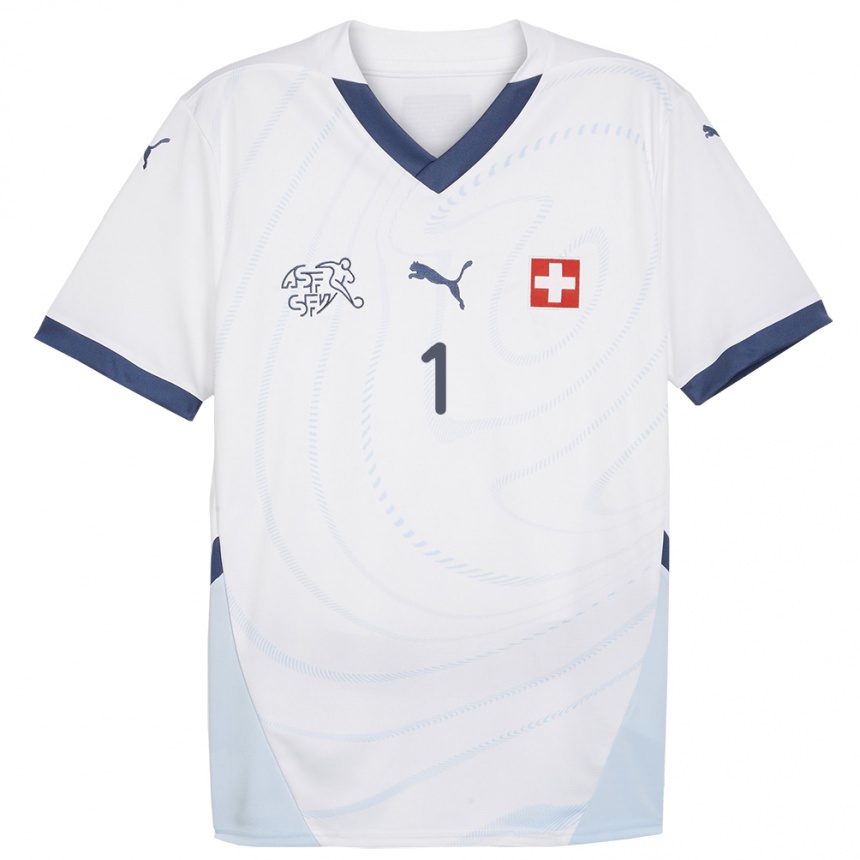 Kids Football Switzerland Gaelle Thalmann #1 White Away Jersey 24-26 T-Shirt Nz