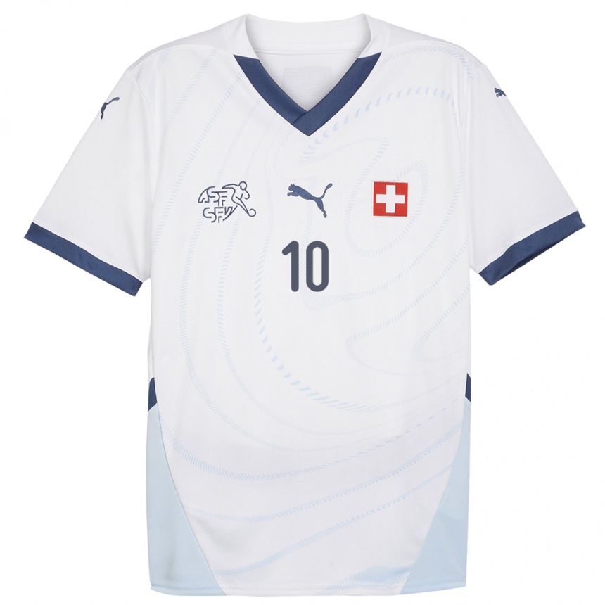 Kids Football Switzerland Liam Chipperfield #10 White Away Jersey 24-26 T-Shirt Nz