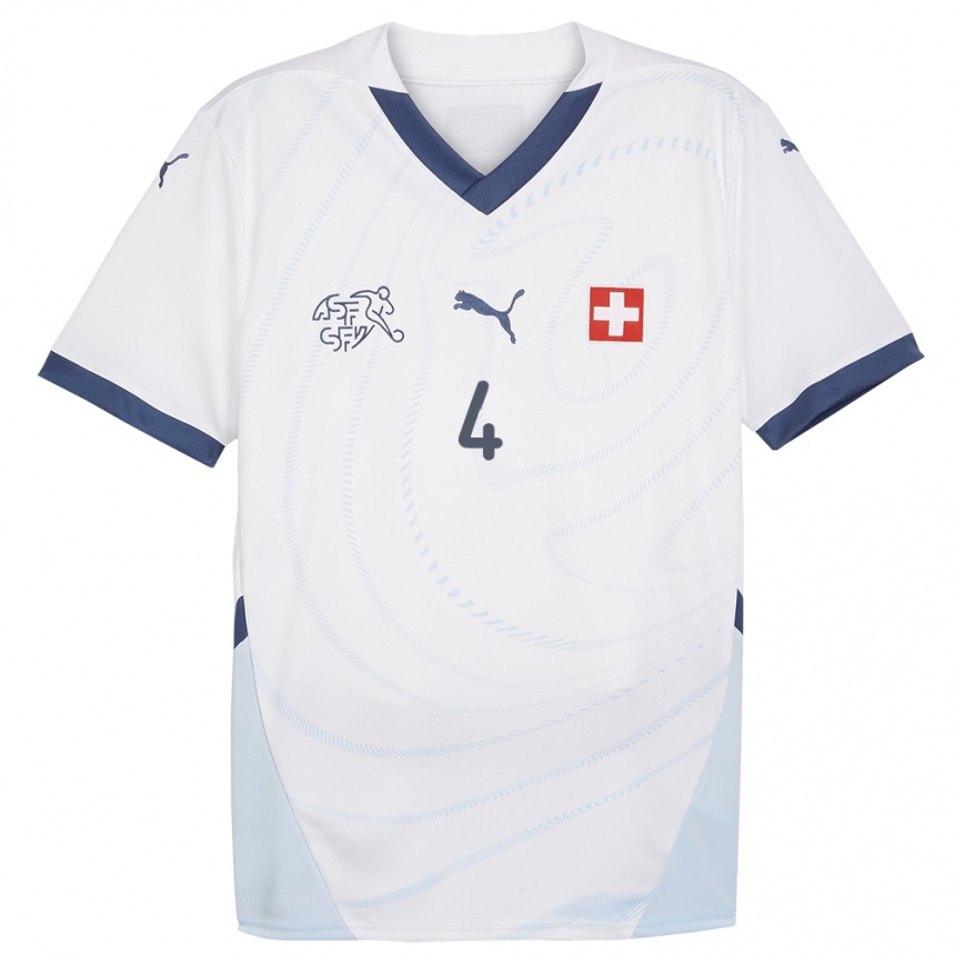 Kids Football Switzerland Nico Elvedi #4 White Away Jersey 24-26 T-Shirt Nz