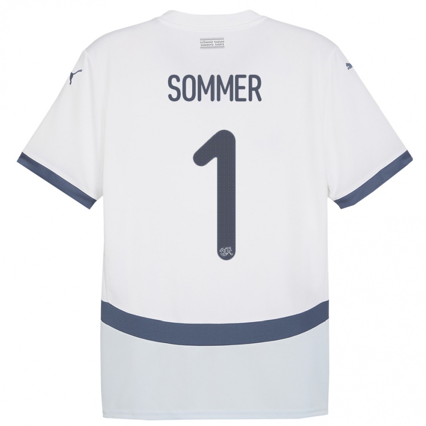 Kids Football Switzerland Yann Sommer #1 White Away Jersey 24-26 T-Shirt Nz