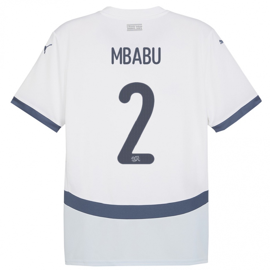 Kids Football Switzerland Kevin Mbabu #2 White Away Jersey 24-26 T-Shirt Nz