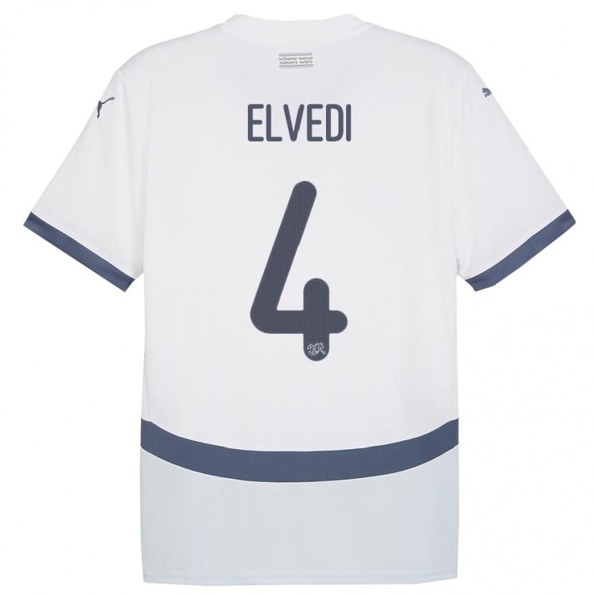 Kids Football Switzerland Nico Elvedi #4 White Away Jersey 24-26 T-Shirt Nz