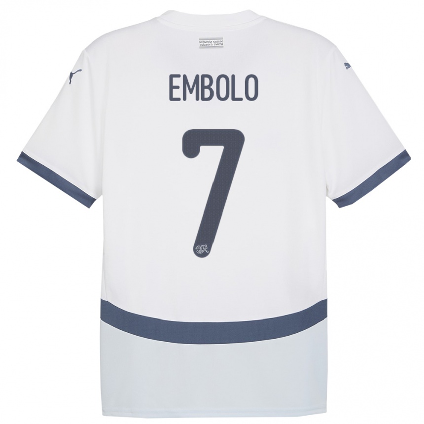 Kids Football Switzerland Breel Embolo #7 White Away Jersey 24-26 T-Shirt Nz