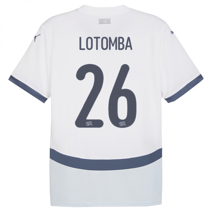 Kids Football Switzerland Jordan Lotomba #26 White Away Jersey 24-26 T-Shirt Nz