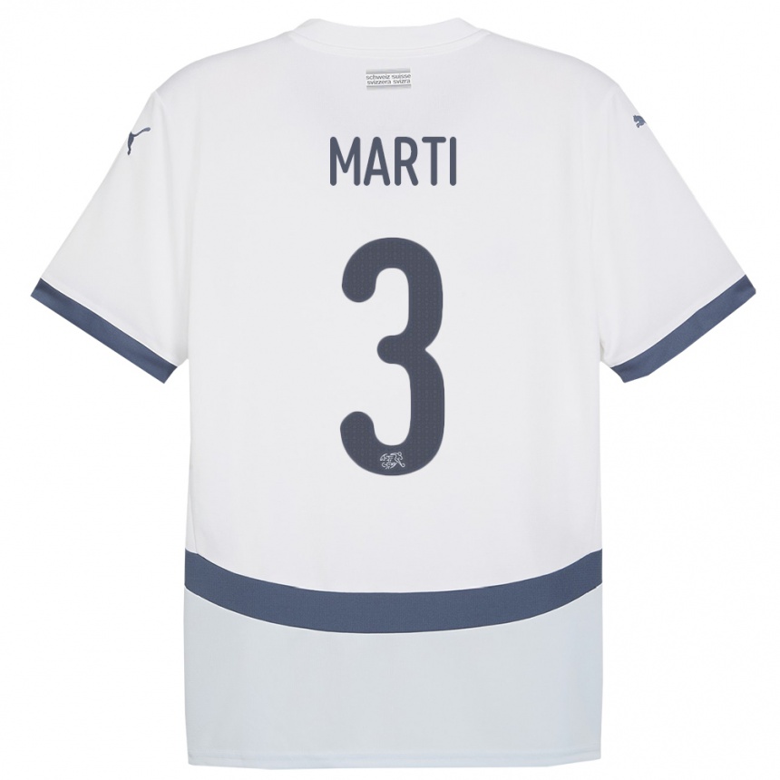 Kids Football Switzerland Lara Marti #3 White Away Jersey 24-26 T-Shirt Nz