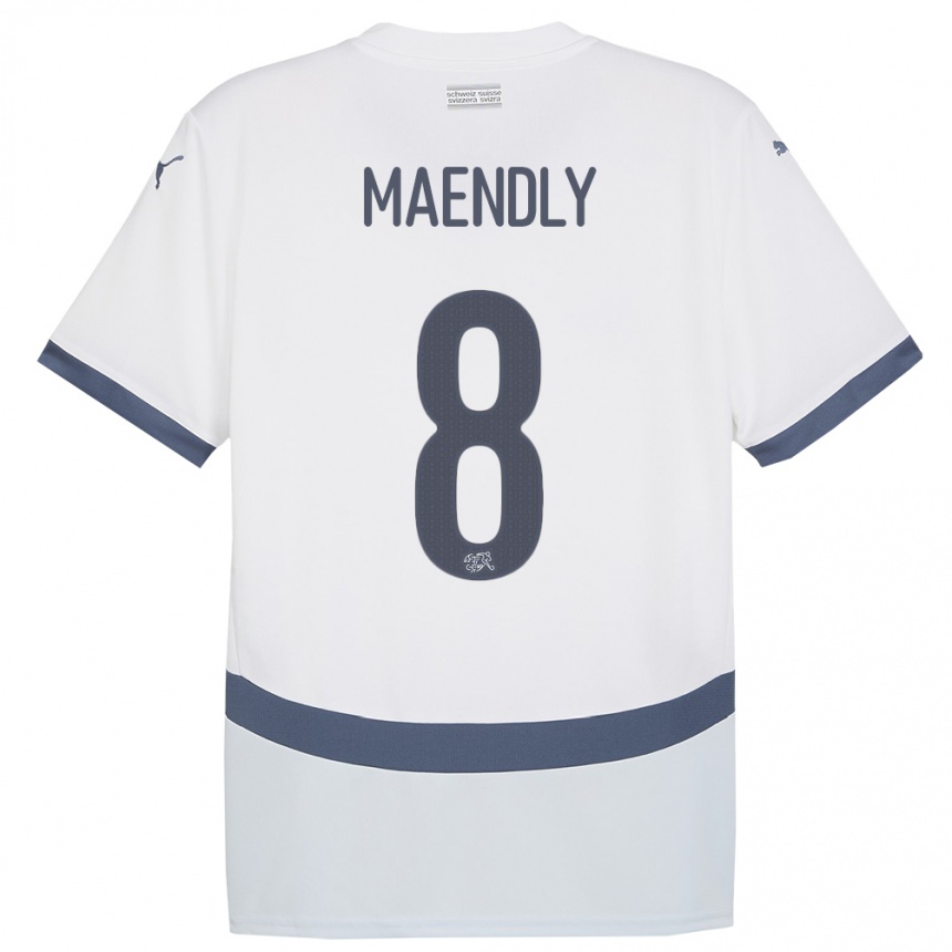 Kids Football Switzerland Sandy Maendly #8 White Away Jersey 24-26 T-Shirt Nz