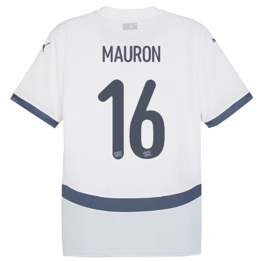 Kids Football Switzerland Sandrine Mauron #16 White Away Jersey 24-26 T-Shirt Nz