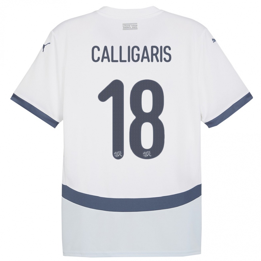 Kids Football Switzerland Viola Calligaris #18 White Away Jersey 24-26 T-Shirt Nz