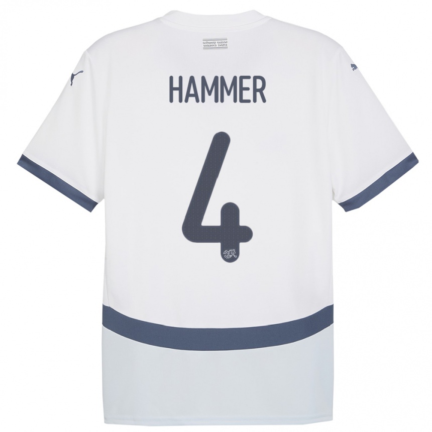 Kids Football Switzerland Pascal Hammer #4 White Away Jersey 24-26 T-Shirt Nz