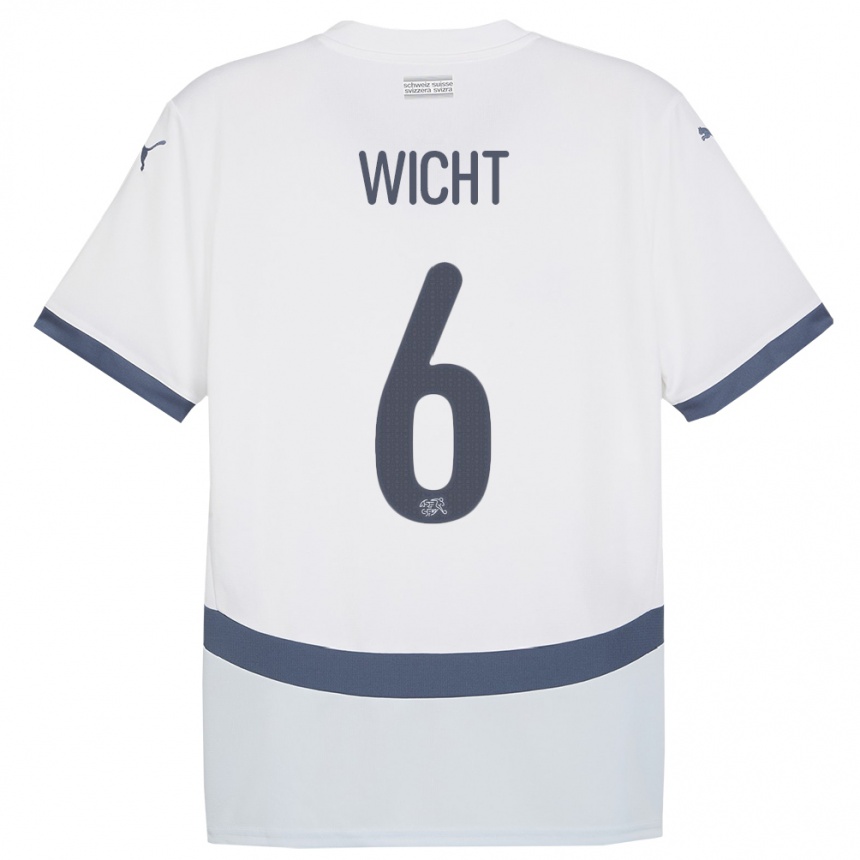 Kids Football Switzerland Nathan Wicht #6 White Away Jersey 24-26 T-Shirt Nz