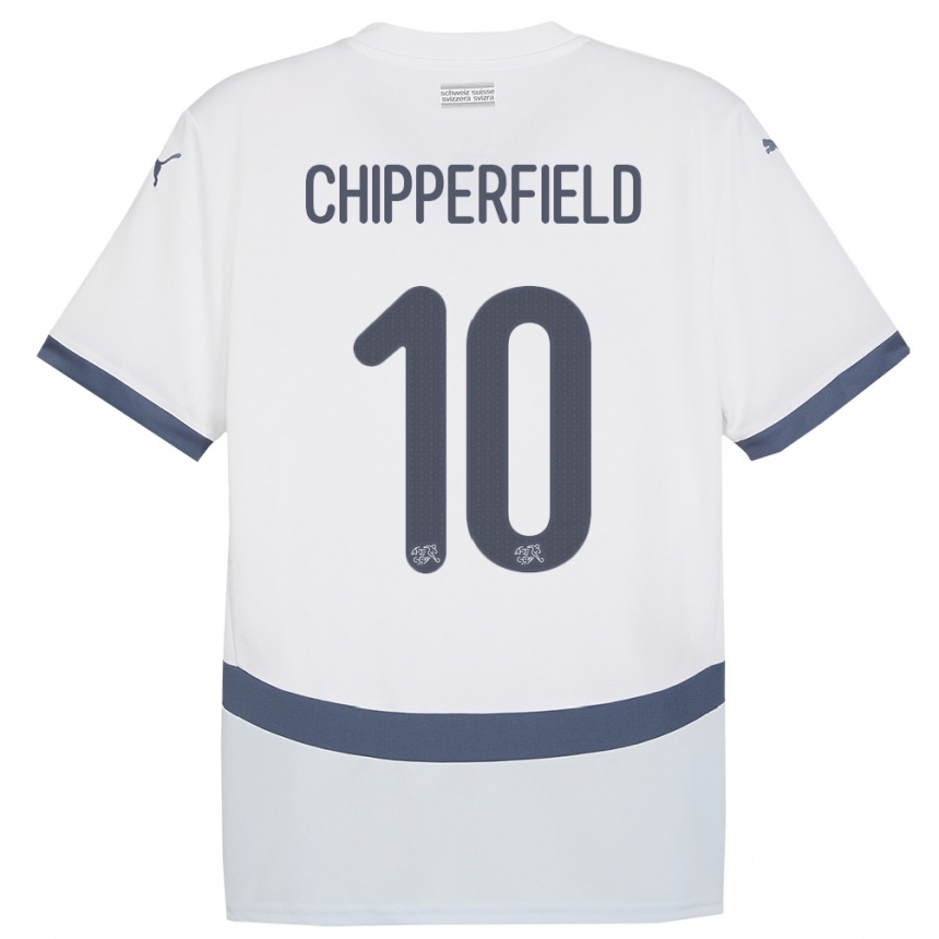 Kids Football Switzerland Liam Chipperfield #10 White Away Jersey 24-26 T-Shirt Nz