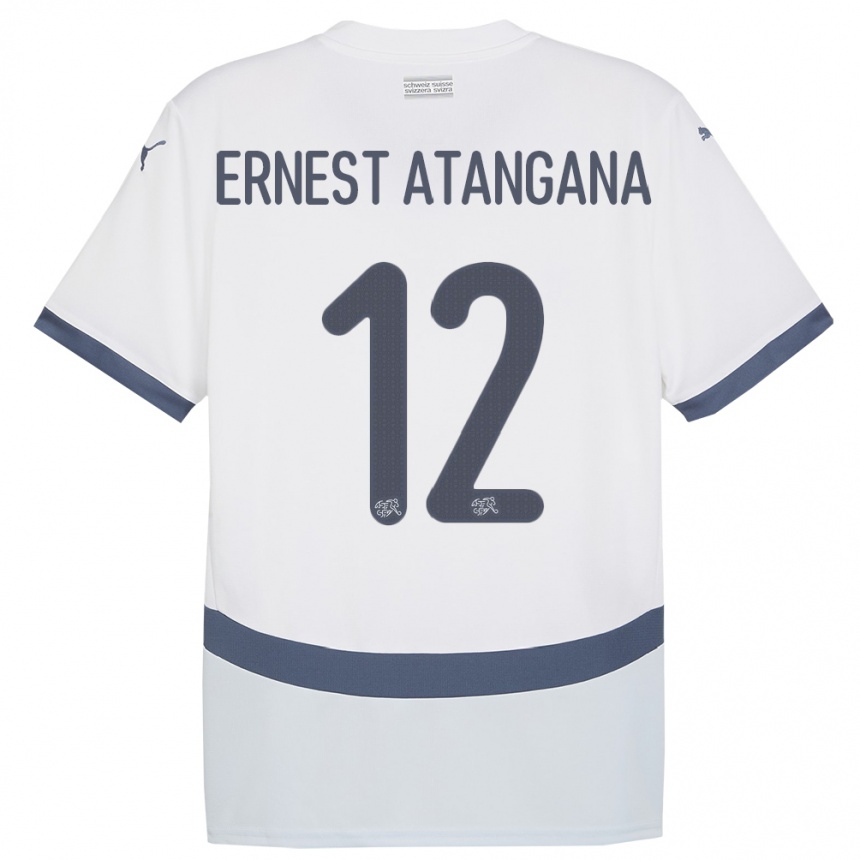 Kids Football Switzerland Brian Ernest Atangana #12 White Away Jersey 24-26 T-Shirt Nz