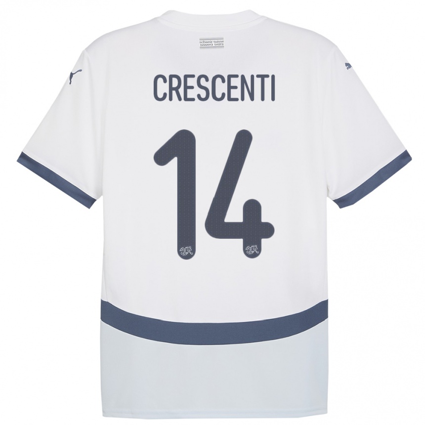 Kids Football Switzerland Federico Crescenti #14 White Away Jersey 24-26 T-Shirt Nz