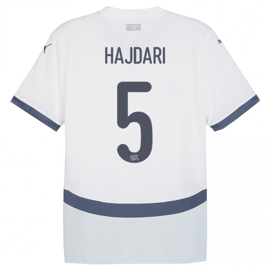 Kids Football Switzerland Albian Hajdari #5 White Away Jersey 24-26 T-Shirt Nz