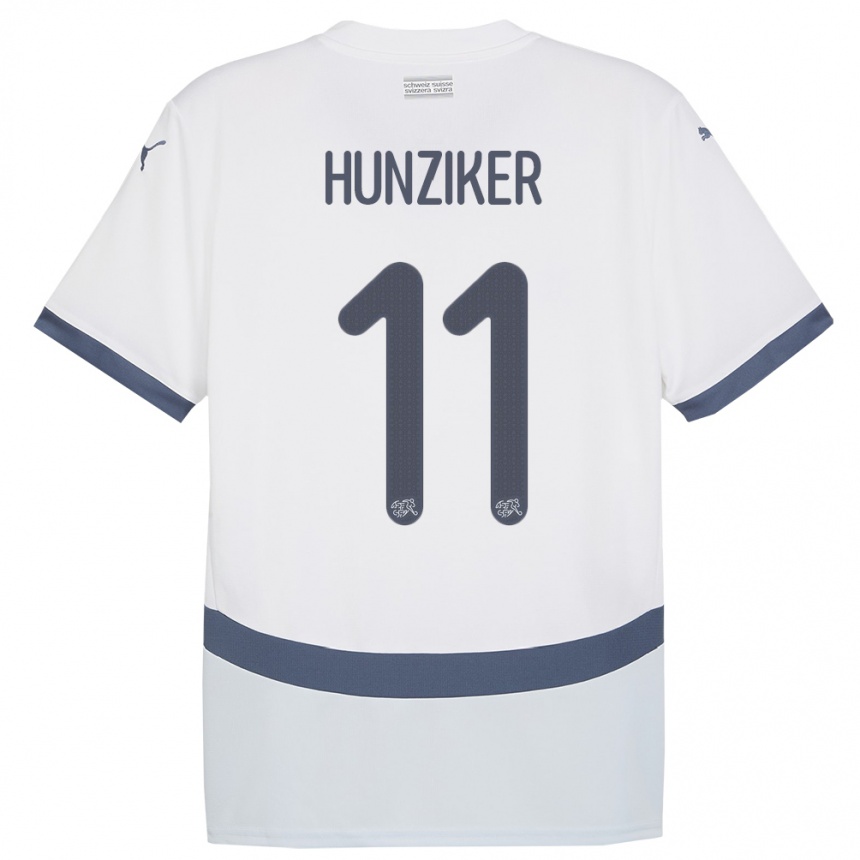 Kids Football Switzerland Andrin Hunziker #11 White Away Jersey 24-26 T-Shirt Nz