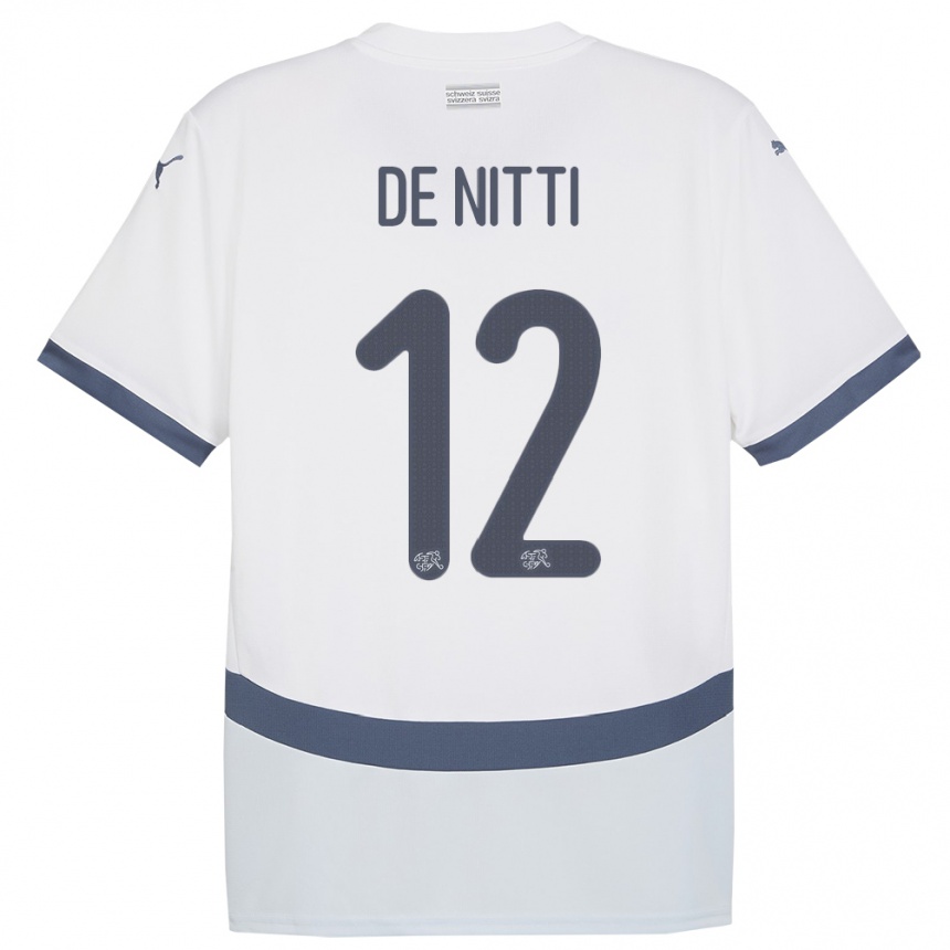 Kids Football Switzerland Gianni De Nitti #12 White Away Jersey 24-26 T-Shirt Nz