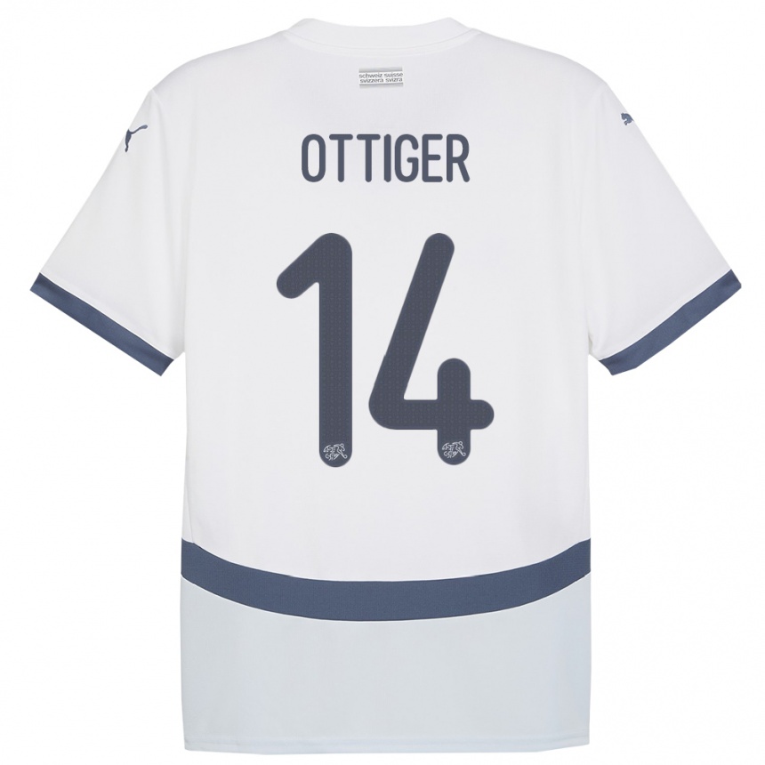 Kids Football Switzerland Severin Ottiger #14 White Away Jersey 24-26 T-Shirt Nz