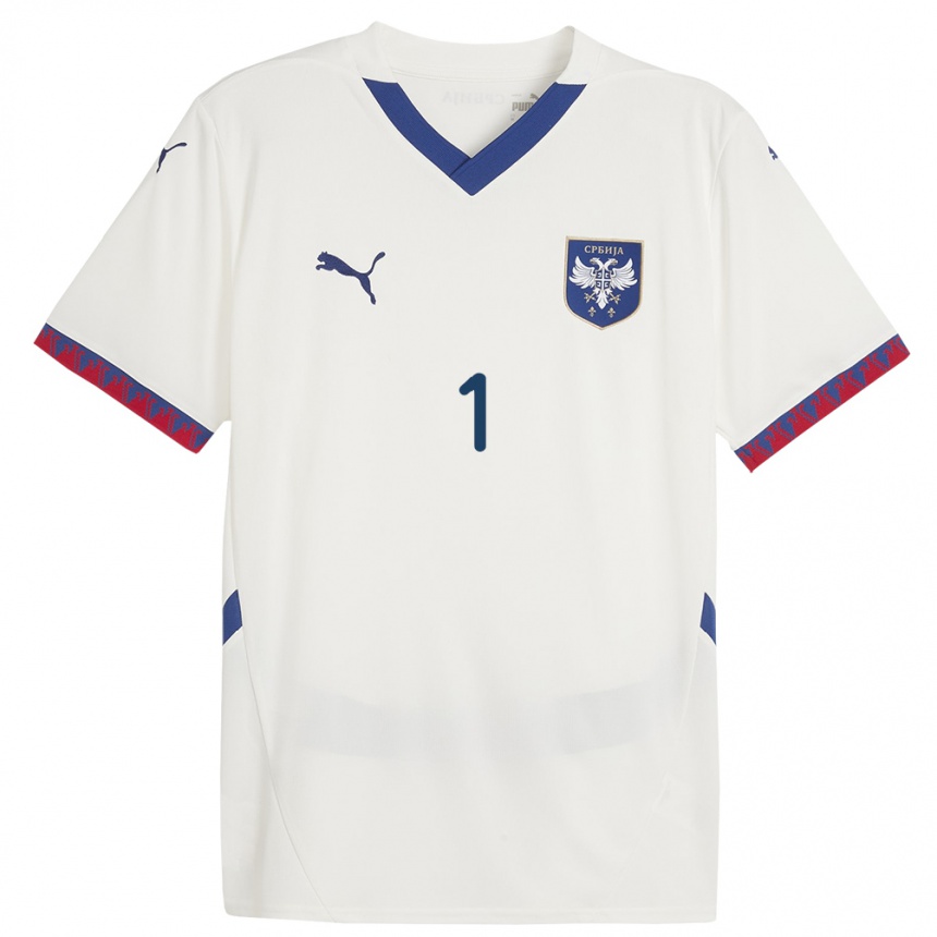 Kids Football Serbia Milica Kostic #1 White Away Jersey 24-26 T-Shirt Nz