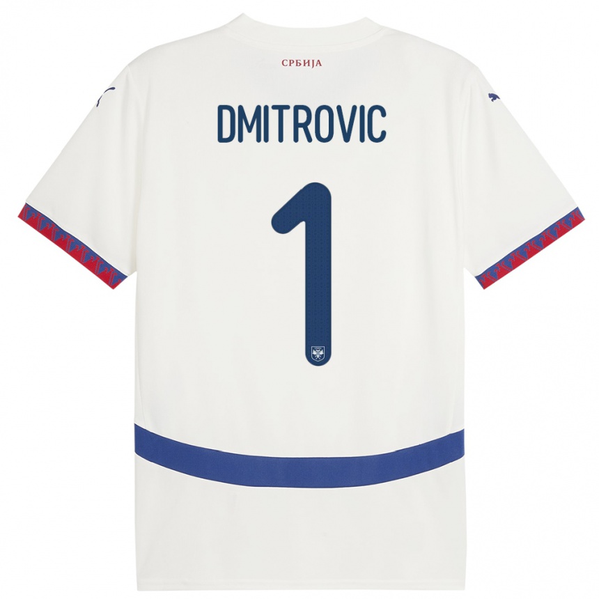 Kids Football Serbia Marko Dmitrovic #1 White Away Jersey 24-26 T-Shirt Nz