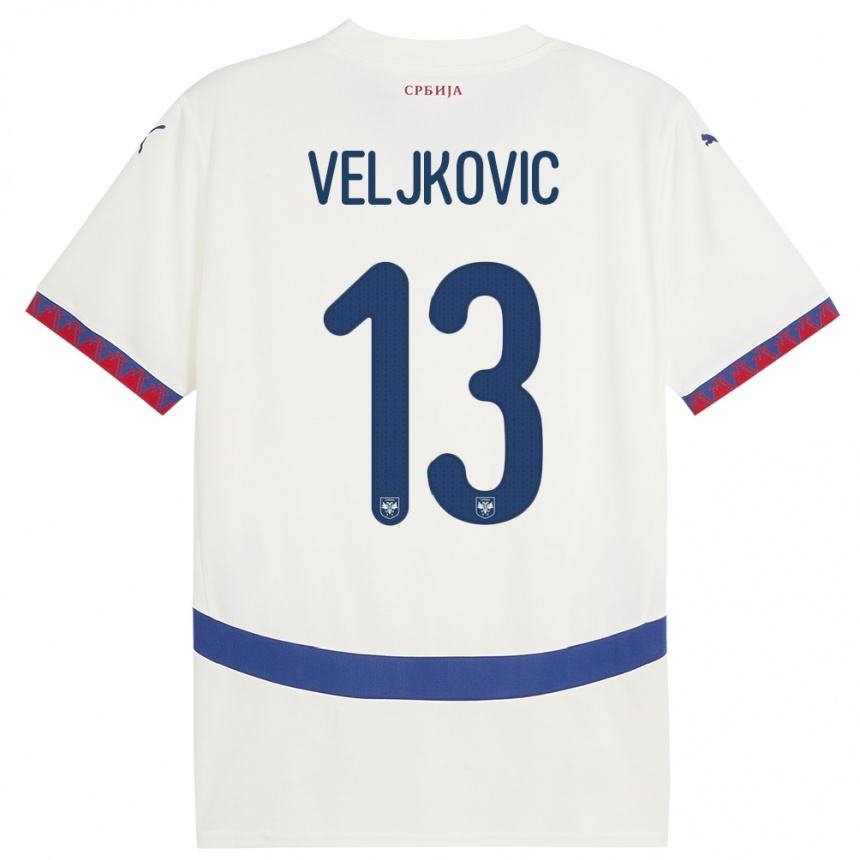 Kids Football Serbia Milos Veljkovic #13 White Away Jersey 24-26 T-Shirt Nz