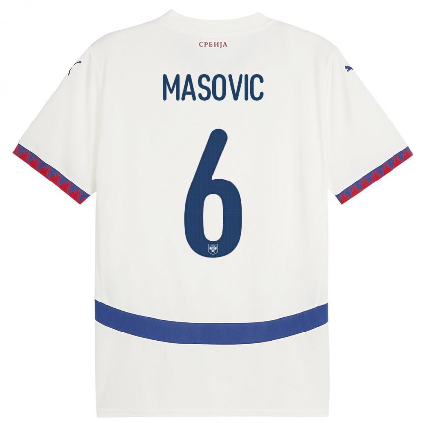 Kids Football Serbia Erhan Masovic #6 White Away Jersey 24-26 T-Shirt Nz