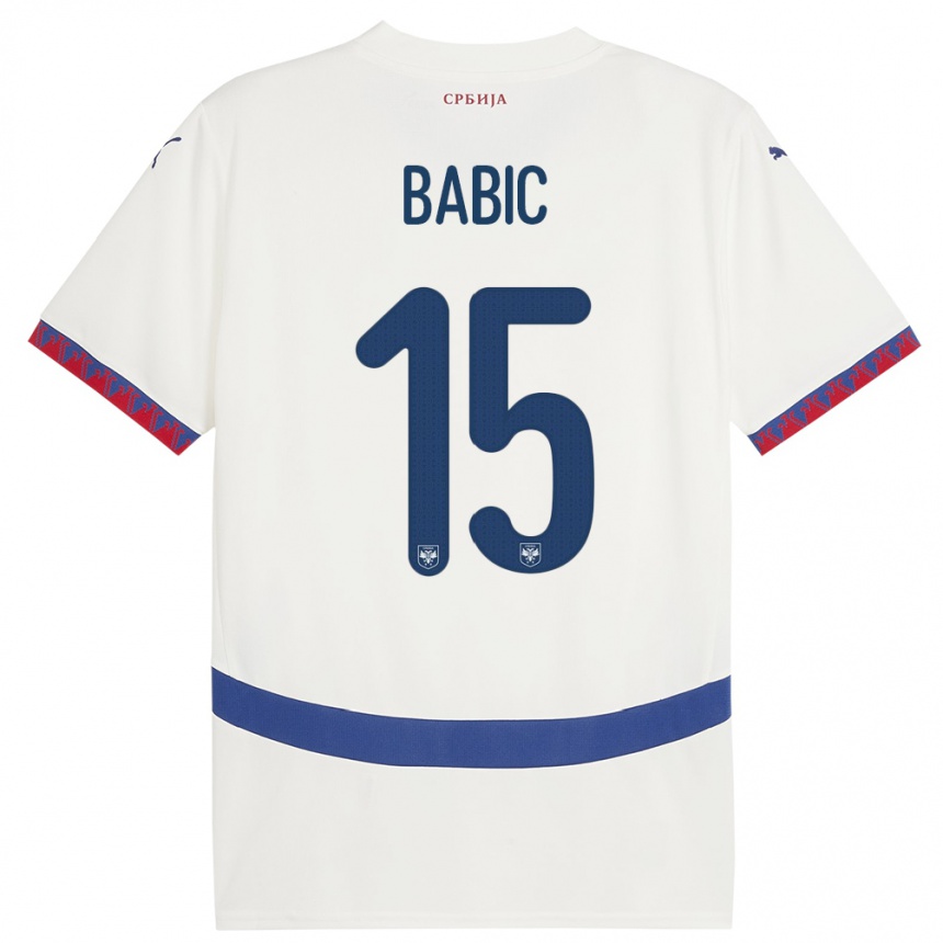 Kids Football Serbia Srdjan Babic #15 White Away Jersey 24-26 T-Shirt Nz