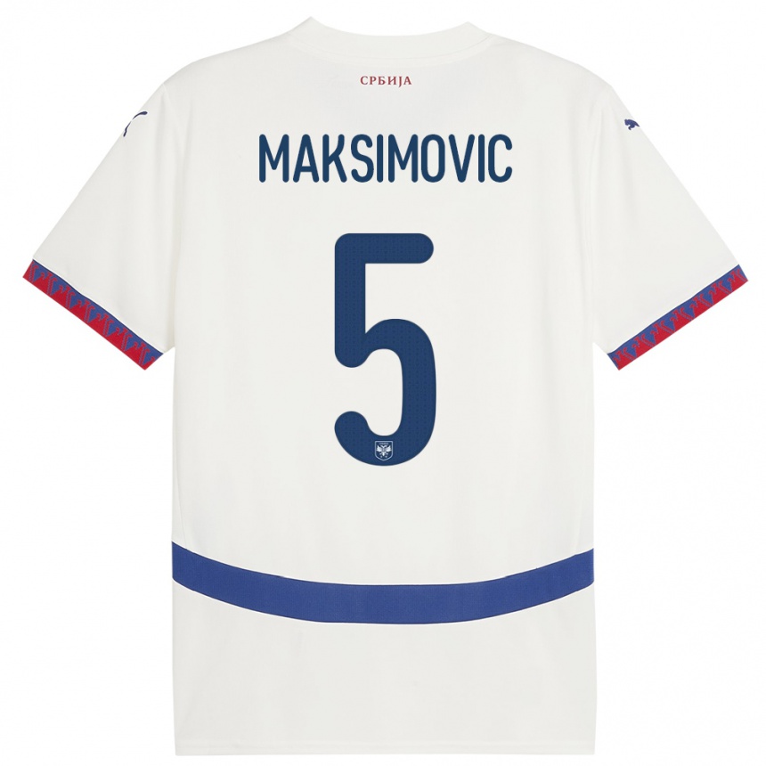 Kids Football Serbia Nemanja Maksimovic #5 White Away Jersey 24-26 T-Shirt Nz