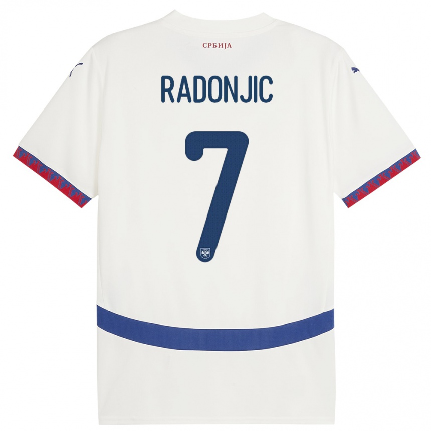 Kids Football Serbia Nemanja Radonjic #7 White Away Jersey 24-26 T-Shirt Nz