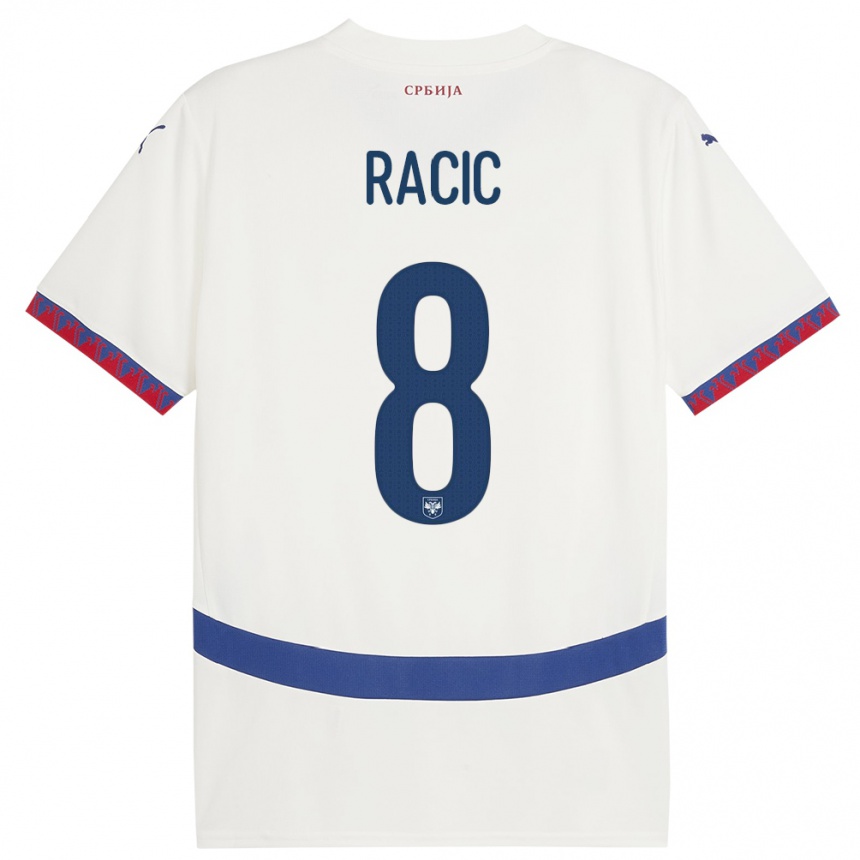 Kids Football Serbia Uros Racic #8 White Away Jersey 24-26 T-Shirt Nz