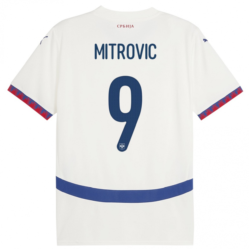 Kids Football Serbia Aleksandar Mitrovic #9 White Away Jersey 24-26 T-Shirt Nz