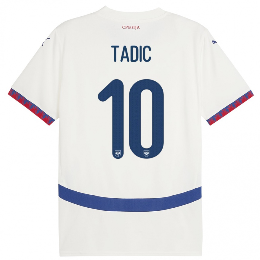 Kids Football Serbia Dusan Tadic #10 White Away Jersey 24-26 T-Shirt Nz