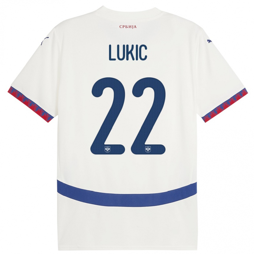 Kids Football Serbia Sasa Lukic #22 White Away Jersey 24-26 T-Shirt Nz