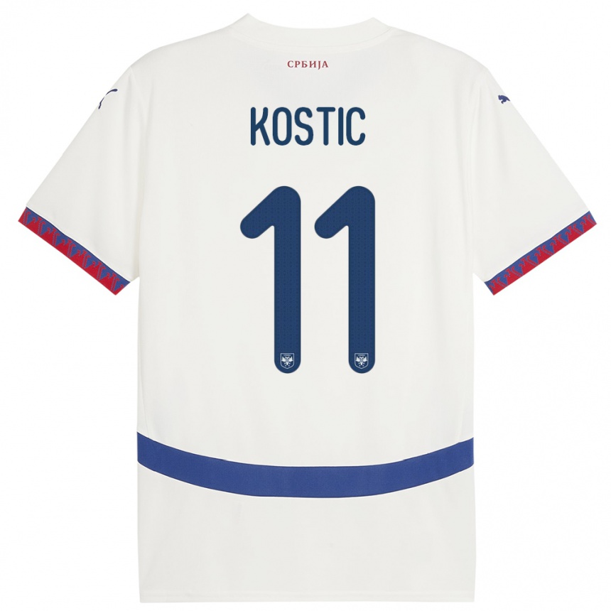 Kids Football Serbia Filip Kostic #11 White Away Jersey 24-26 T-Shirt Nz