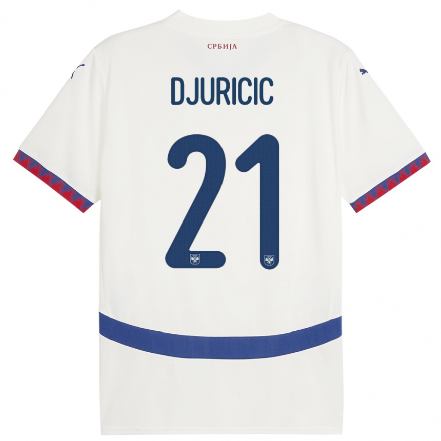 Kids Football Serbia Filip Djuricic #21 White Away Jersey 24-26 T-Shirt Nz