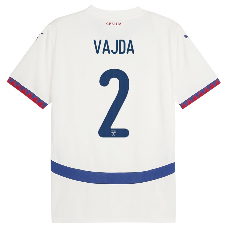 Kids Football Serbia Orsoja Vajda #2 White Away Jersey 24-26 T-Shirt Nz