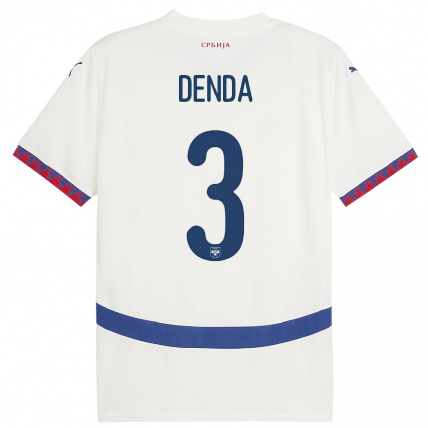 Kids Football Serbia Milica Denda #3 White Away Jersey 24-26 T-Shirt Nz