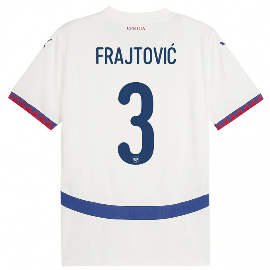 Kids Football Serbia Andela Frajtovic #3 White Away Jersey 24-26 T-Shirt Nz