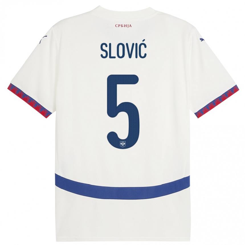 Kids Football Serbia Violeta Slovic #5 White Away Jersey 24-26 T-Shirt Nz