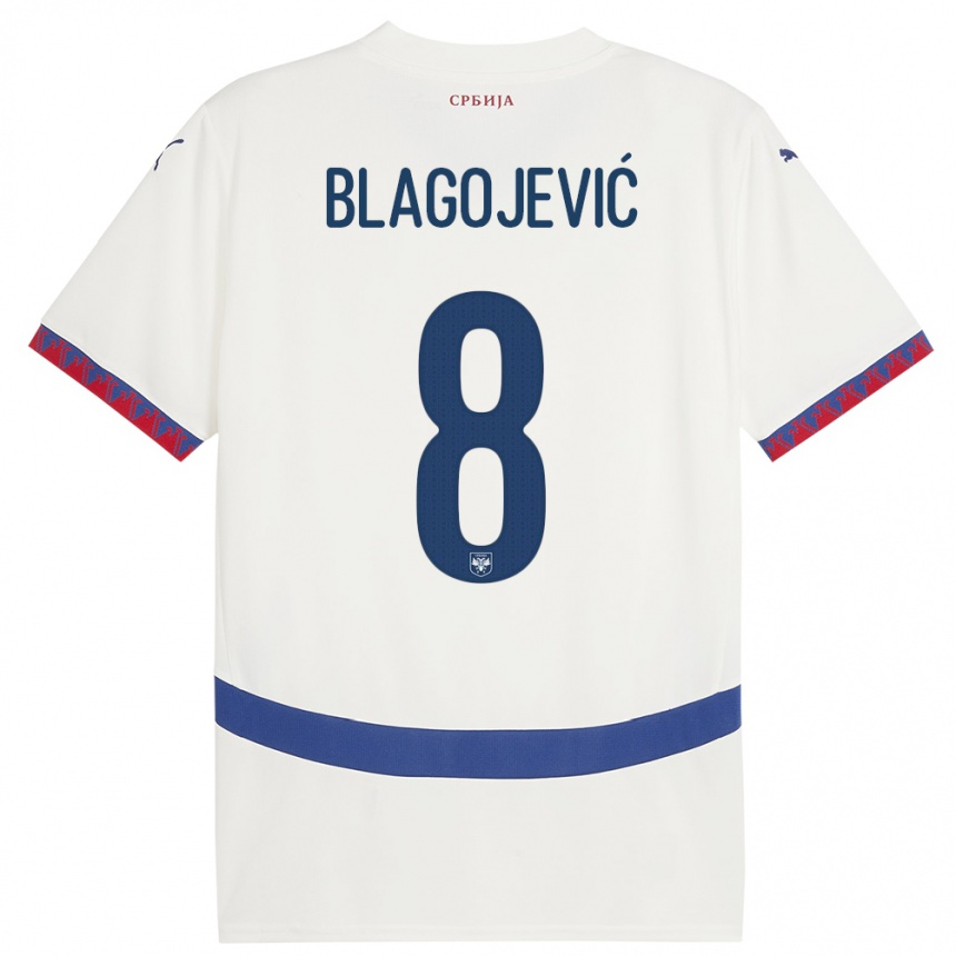 Kids Football Serbia Dina Blagojevic #8 White Away Jersey 24-26 T-Shirt Nz