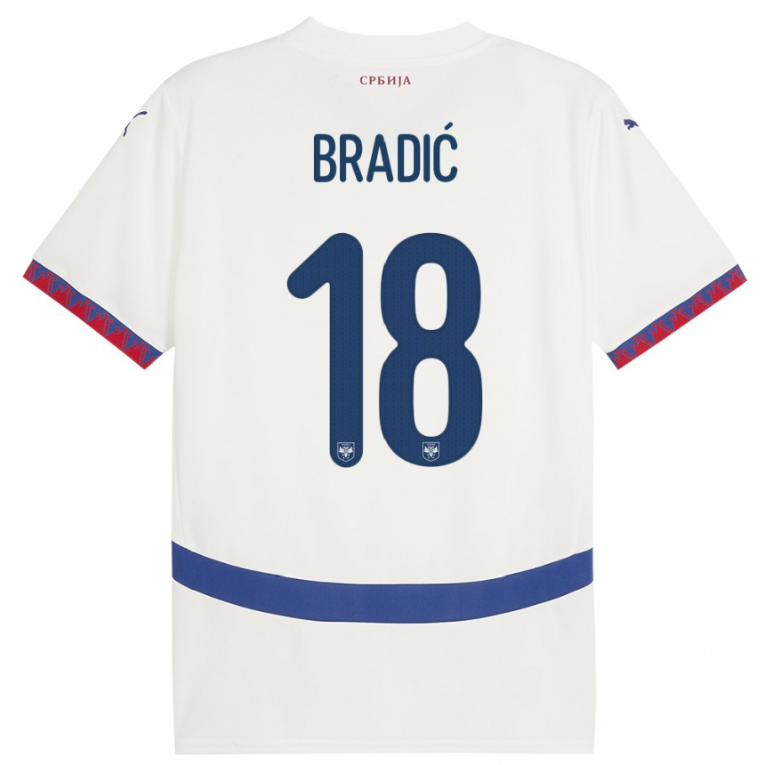 Kids Football Serbia Biljana Bradic #18 White Away Jersey 24-26 T-Shirt Nz