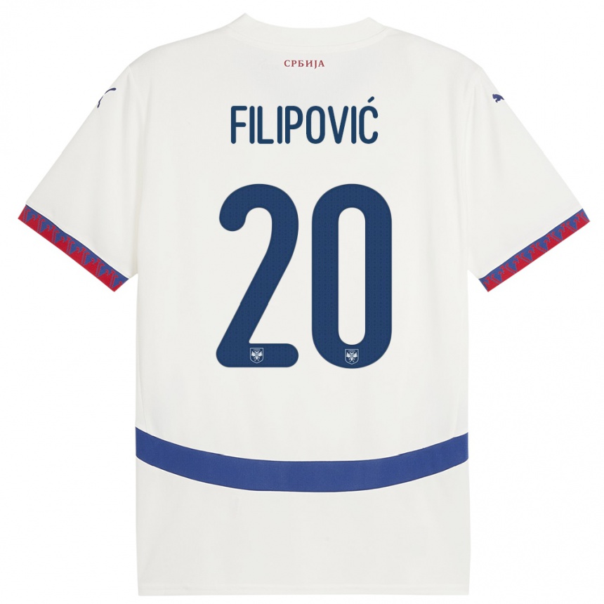 Kids Football Serbia Tijana Filipovic #20 White Away Jersey 24-26 T-Shirt Nz