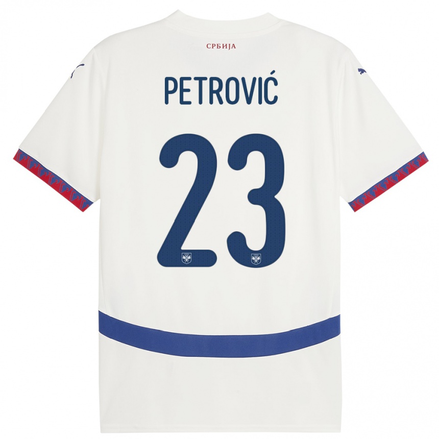 Kids Football Serbia Jovana Petrovic #23 White Away Jersey 24-26 T-Shirt Nz