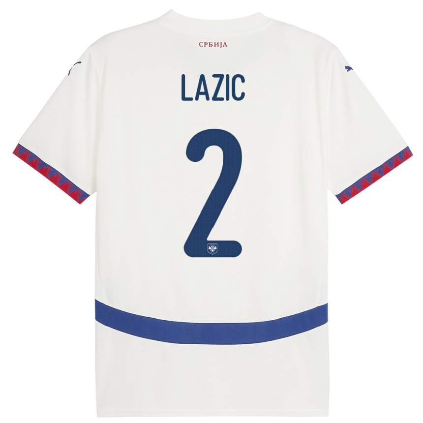 Kids Football Serbia Uros Lazic #2 White Away Jersey 24-26 T-Shirt Nz